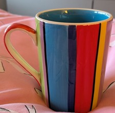 Whittard Of Chelsea Striped Mug Hand Painted Multicoloured Coffee Tea Cup Stripe