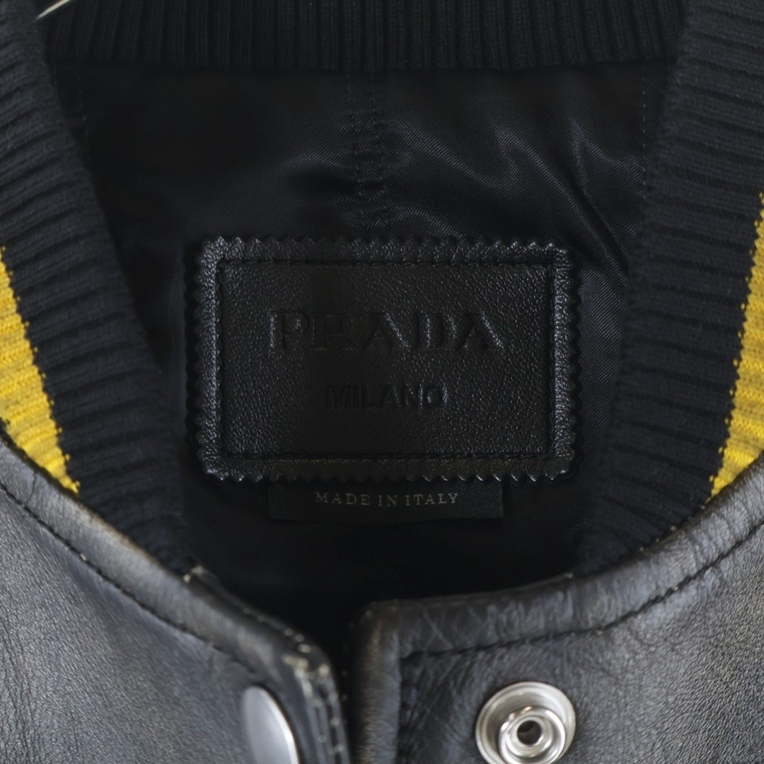 PRADA Leather Bomber Jacket Logo Patch Vintage Bl… - image 6