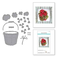 Geranium & Antique Wooden Bucket - Spellbinders Cutting Dies S6-182