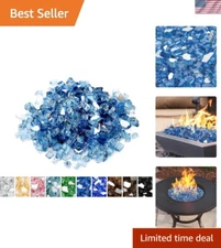 10 lbs Premium Reflective Fire Glass - 1/4 Inch Pacific Blue for Fire Pits