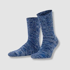 $33 Falke Men's Blue Crew Brooklyn Rib-Knit Cotton Crew Socks Size 12.5 - 15