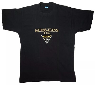 Vintage Guess Mens T Shirt Medium USA Made Single Stitch Black