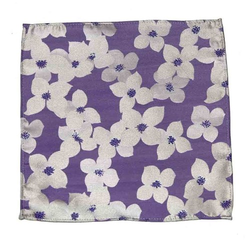 Gascoigne Silk Pocket Square Lavender Purple White Blue Floral Men's - Picture 2 of 3