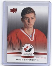 2014 UPPER DECK TEAM CANADA JUNIORS JASON DICKINSON RED EXCLUSIVES /199 12 STARS