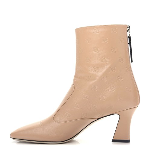 Fendi Ankle Boots Vitello Karligraphy FFreedom Zipper Booties 38.5 Nude Beige - Picture 2 of 9