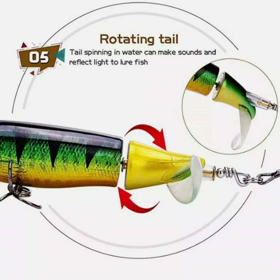 Whopper Plopper Topwater Floating Fishing Lures Rotating Tail for Bass Pike NEW - Image 4 of 4
