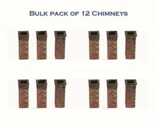 N Scale Brick Chimneys BULK PACK of 12 1/160 scale unpainted details