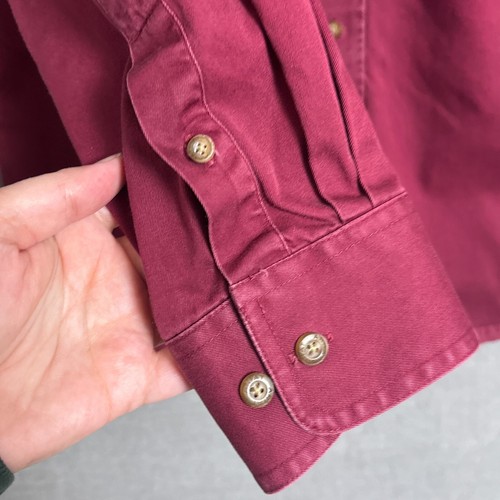 Ariat Shirt Mens M Burgundy Twill Classic Long Sleeve Cowboy Riding Western Work - Picture 6 of 11