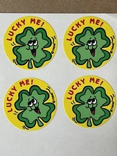 Four 1980s Trend Scratch N Sniff Sweet Clover Stinky Stickers, St. Patrick’s Day