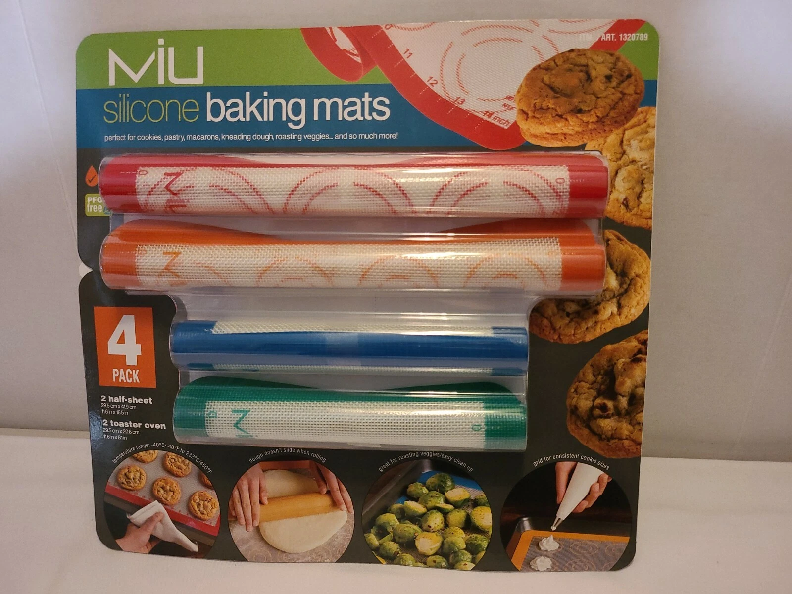 Silicone Baking Mats 4 Piece MIU 2 Half Sheets 2 Toaster Oven Brand New
