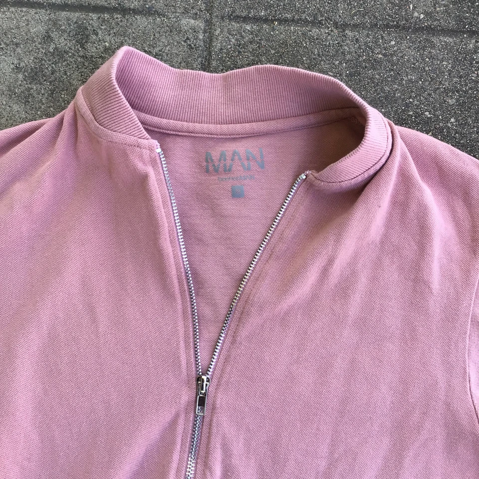 BOOHOO MAN Suéter Para Hombre Sudadera Mediana Rosa Cremallera Completa Suéter Foto 3 de 4