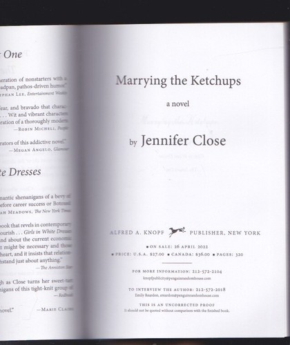 Marrying the Ketchups: A novel by Jennifer Close Paperback Advanced Copy 2022 LN - Imagen 4 de 4