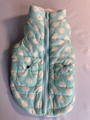 Smoochie pooch dog blue dot bow pocket bomber jacket large