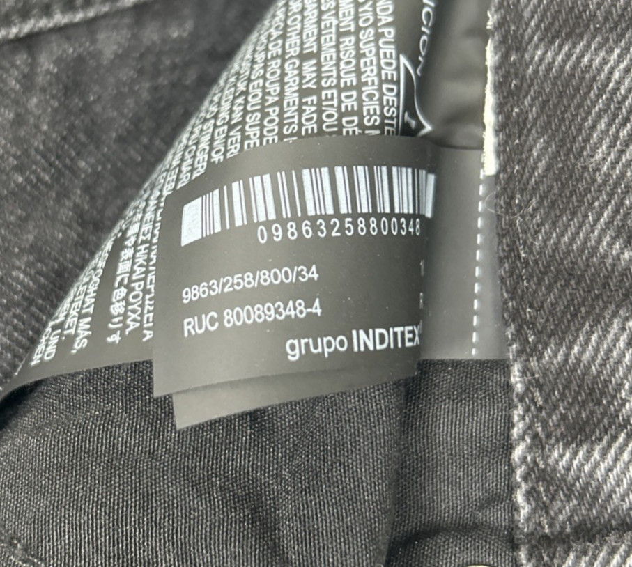 Zara Straight Leg Jeans ZW Collection Black Bleach Wash Size 2 thumbnail 8