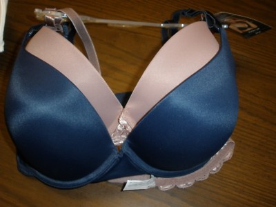 NEW Maidenform Set of 2 Inspirations Push Up Bras 06501 36D Navy & Pinkish Tan