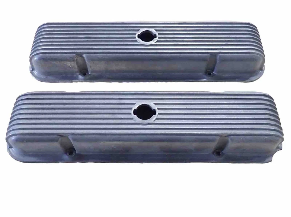 Cubiertas de válvula de aluminio con aletas personalizadas Cal 40-2200 Pontiac 326 350 400 428 455 WOW Foto 3 de 4