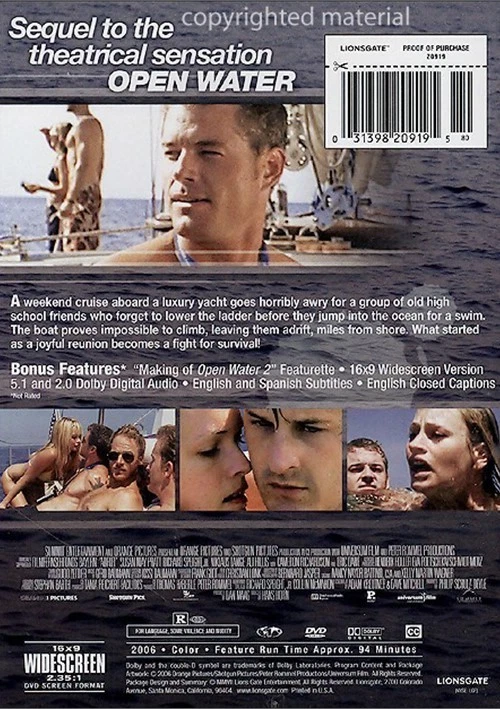 Open Water 2: Adrift (DVD, 2007) Ali Hillis, Cameron Richardson, Eric Dane  31398209195 | eBay