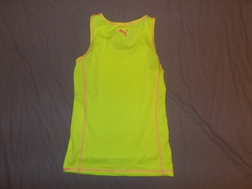 Puma girls Sleevless Tank Top Shirt Size XL neon yellow pink puma logo - Picture 5 of 6