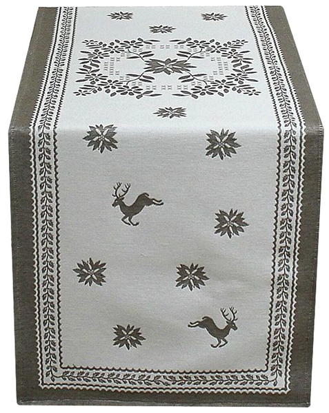 TischläUfer 45 X 140 Cm Gewebtes Muster Ecru Und Braun Hirsche Hossner Heimtex-image
