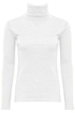 Ladies Thin Turtle Neck Casual High Polo Neck Long Sleeve Ribbed Jumper Top UK