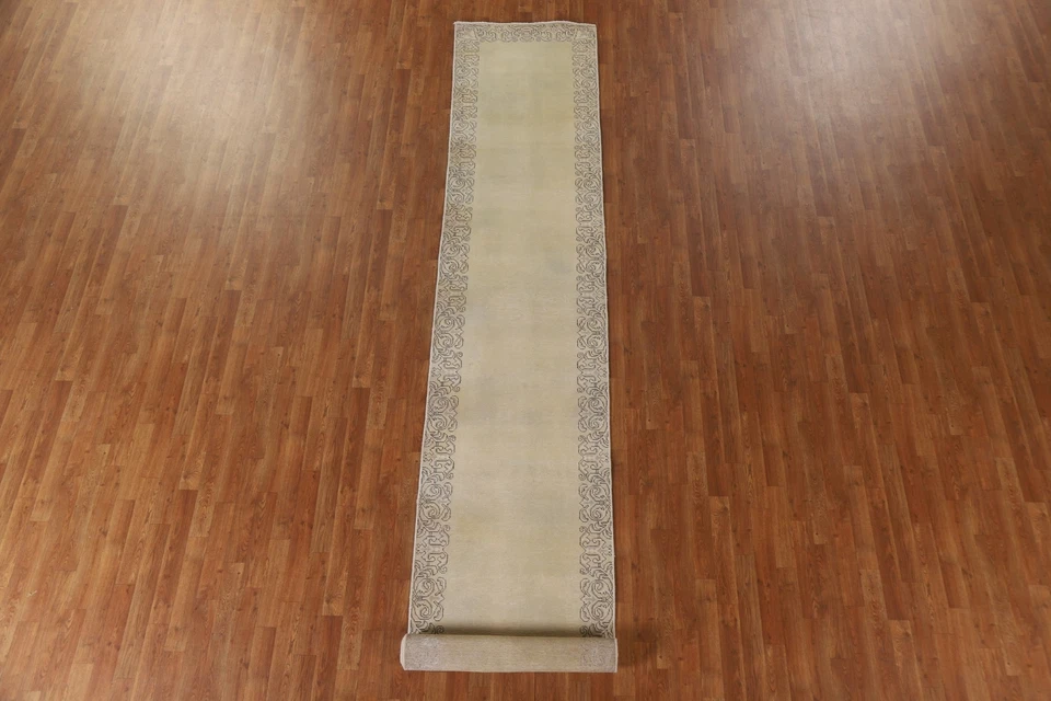 Hand-knotted Muted Traditional Bordered 16 ft. Long Runner Rug 15' 8" x 2' 8" - Image 2 of 4