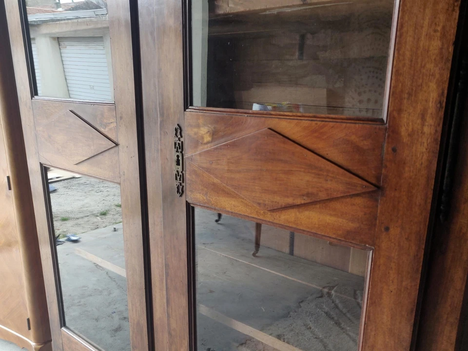 Bibliothèque Louis Philippe vitrée noyer - Photo 4/4