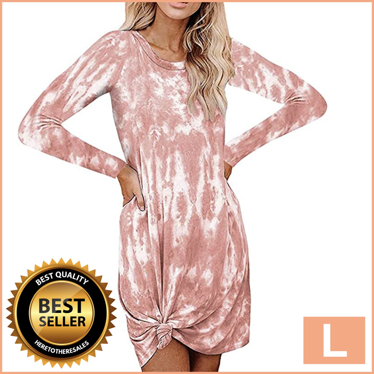 Women's Casual Tie Dye Short Dress Crew Neck Long Sleeve Loose Shirt Mini  Dress | eBay
