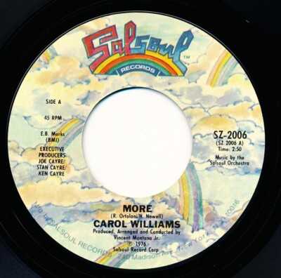CAROL WILLIAMS - MORE / MORE OF MORE - SAL SOUL SZ-2006 - 45 Record VG++