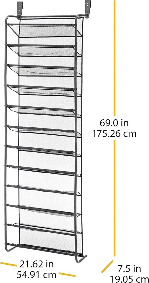 Hanging Shoe Organizer 69 英寸高 X 21.63 英寸宽 X 7.5 英寸长金属青铜色 Whitmor 出品 — 第 3/3 张图片