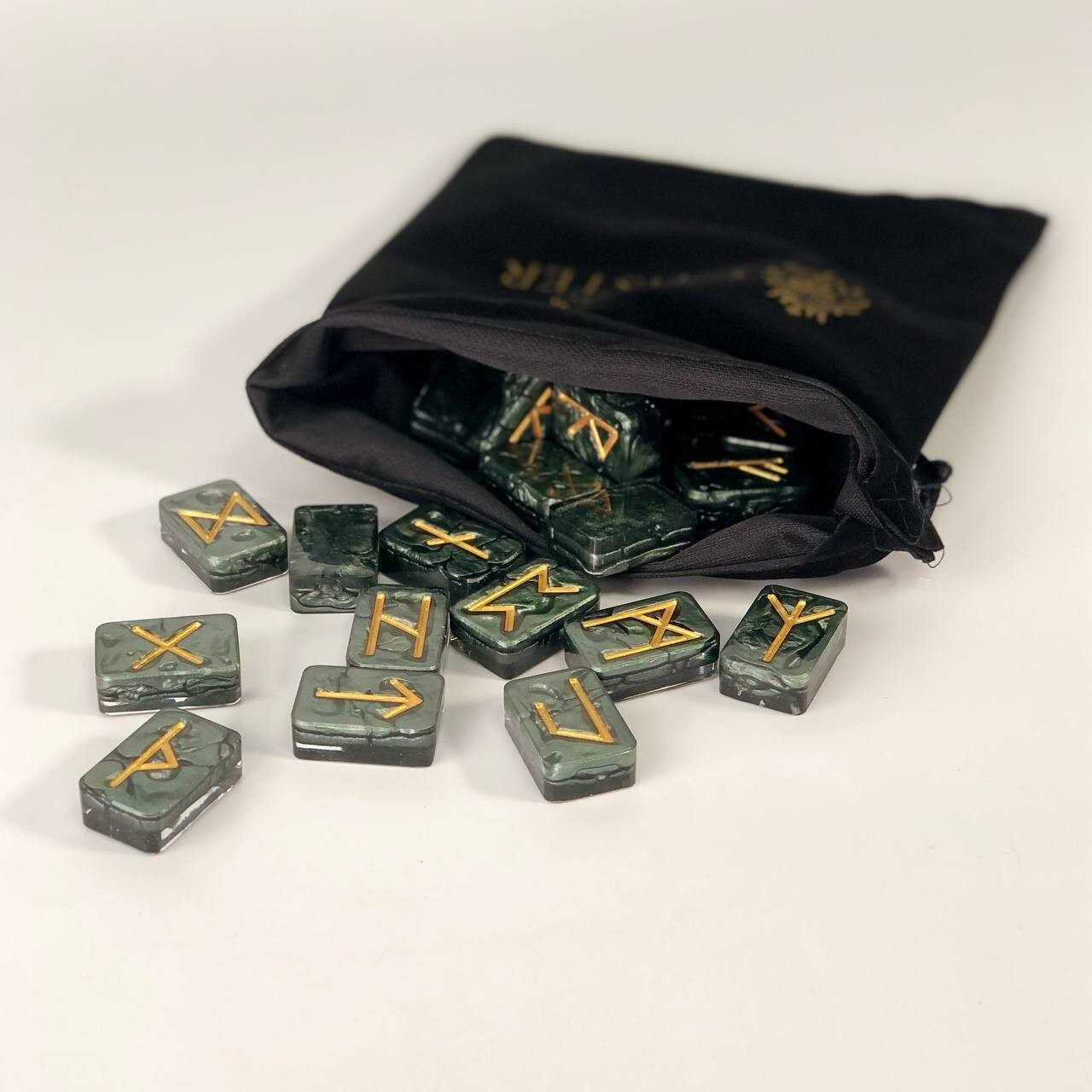 Epoxy Resin RUNES with Case, Rune Set, Green Runes, Unique Viking Norse ...