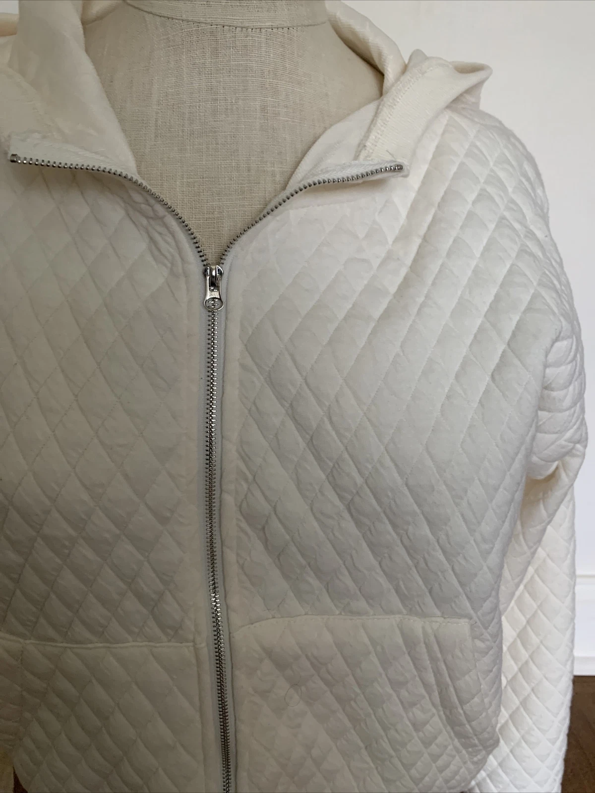 OFF WHITE kendall kylie felpa con cappuccio panna junior taglia large manica lunga nuova con etichetta