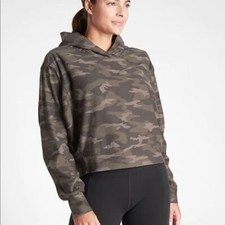 Womens Athleta Camo Cropped Farallon Hoodie Sweatshirt Size S Small