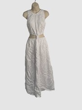 $330 Faithfull The Brand Women White Sleeveless Zeta Cutout Midi Dress Size 4