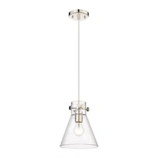 Innovations Newton Cone 1 Lt 8" Cord Pendant, PN/Clear - 410-1PS-PN-G411-8CL
