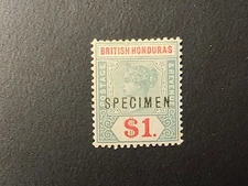 BRITISH HONDURAS BELIZE QV SPECIMEN STAMP One Dollar $1 MINT Nice SPECIMEN STAMP