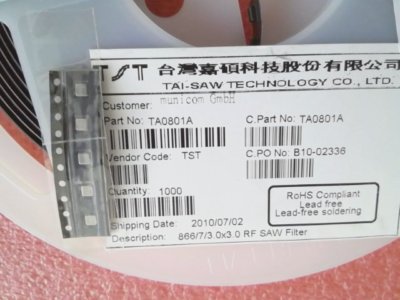 HF-SAW-Filter/ TA0801A  - 866,5 MHz - 3 dB - SMD - NEU