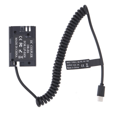 USB-C to LP-E6 Dummy Battery Power Cable for Canon 6D 5D Mark IV III 80D Camera