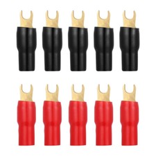 5 Pairs Copper Gold Plated 4 Gauge Strip Spade Terminal Spade Fork Adapters
