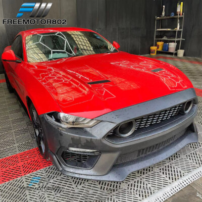 Fits 18-23 Ford Mustang Mach 1 Style PP Unpainted Black Front