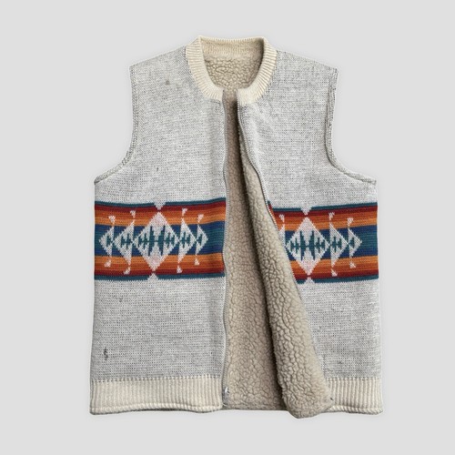1970s PENDLETON Chief Joseph Rare Vest S Pendleton Sherpa Deep Pile Wool Knit - 第 1/14 張圖片
