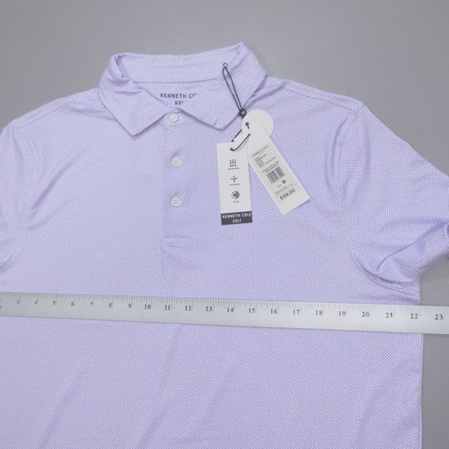Kenneth Cole Golf Polo Shirt Geometrica Orchidea Traspirante Elasticizzata UPF 50+ - Foto 6 di 9