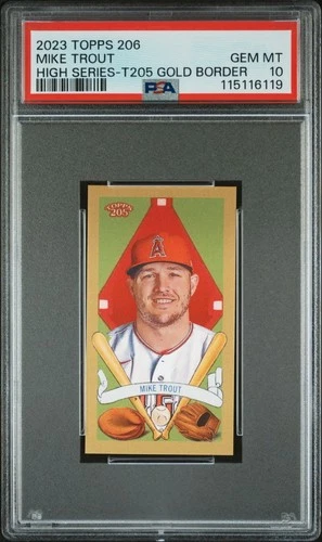 Mike Trout 2023 Topps T206 High Series Gold Border Los Angeles Angels SP PSA 10
