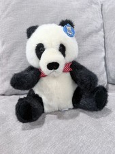 Vintage Dakin Panda Bear Plush Realistic Fur Glass Eyes Original Tag