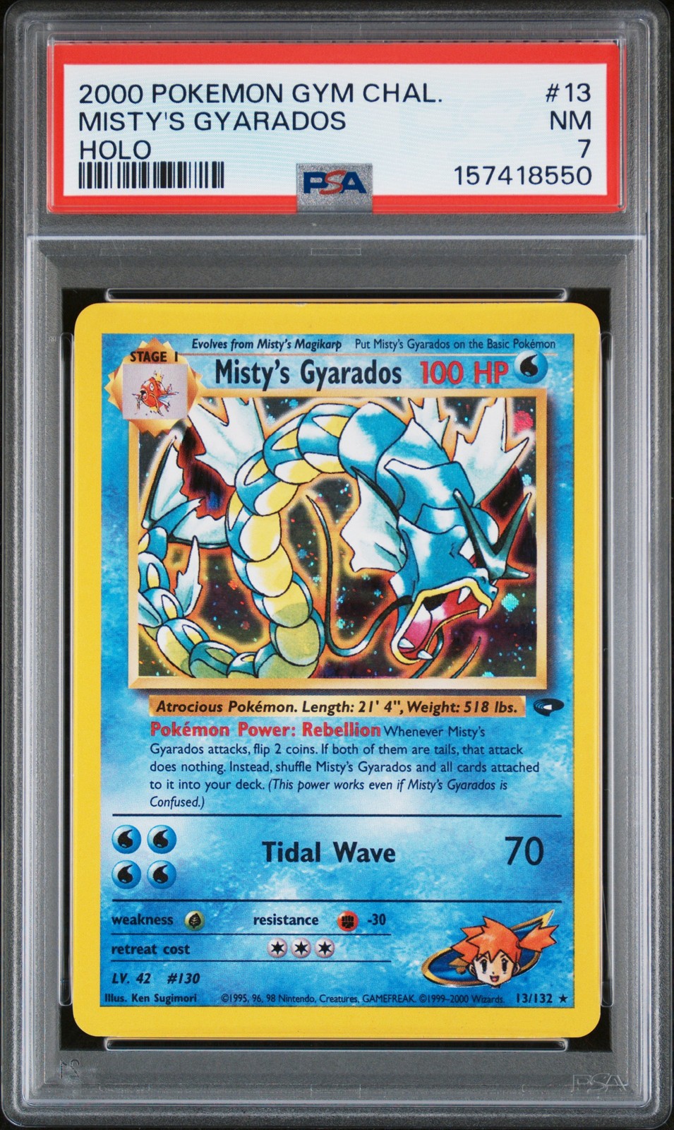 2000 POKEMON GYM CHALLENGE HOLO #13 MISTY'S GYARADOS PSA 7