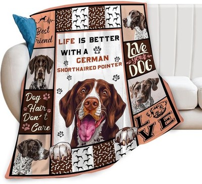 German Shorthaired Pointer Blanket Dog Throw Blanket Cozy Fleece Flannel Bedd...