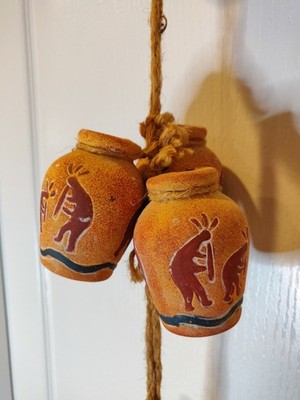 Vintage '90s Southwest Design Kokopelli Hanging Herb Garden Pots Planters 9 PCS
