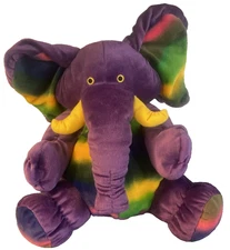 Stuffins Elephant Plush Stuffed Animal Purple Rainbow 16" Toy Vintage Excellent