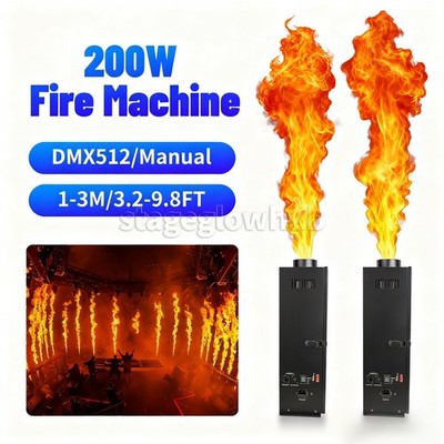 PAIDUN 2PCS 200W Fire Machine Flamethrower DMX512 Spray 3.2-9.8FT DJ Party Show