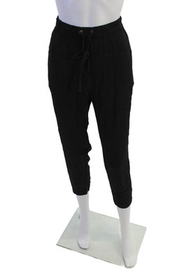 Enza Costa Womens Drawstring Stretch Casual Skinny Pants Black Size 3
