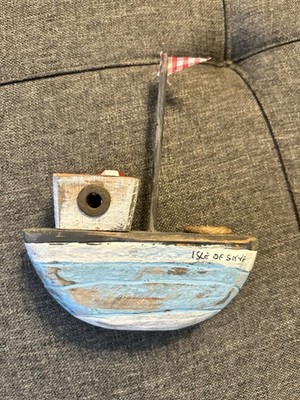 Shabby Chic rustikal maritim Holz Badezimmer Deko Boot Isle of Skye 14 cm 